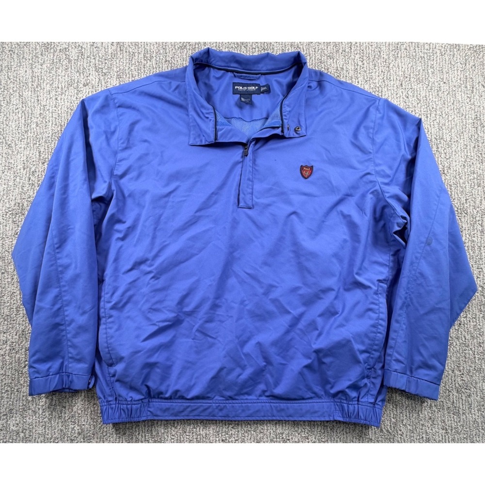 Polo Golf Ralph Lauren Pullover Men XL Blue 1/4 Zip Crest Windbreaker Jacket